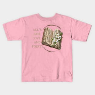 vintage book all s fair in love and poetry taylor swift Kids T-Shirt